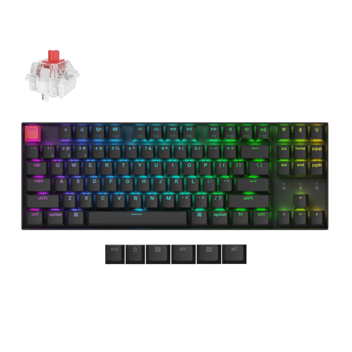 Keychron K8 QMK 80% TKL Wireless Mechanical Keyboard V2 Red Switches - Black | Randcore