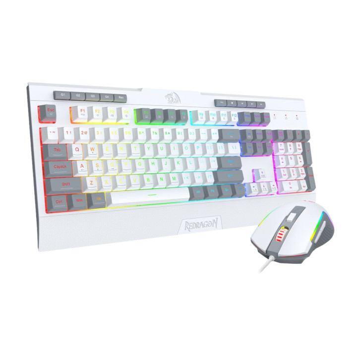 Redragon S151 Wired RGB Gaming Keyboard and Mouse Combo - White and Grey | Randcore