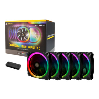 Antec Prizm 120 ARGB Case Fan 5 Pack + Controller - Black | Randcore
