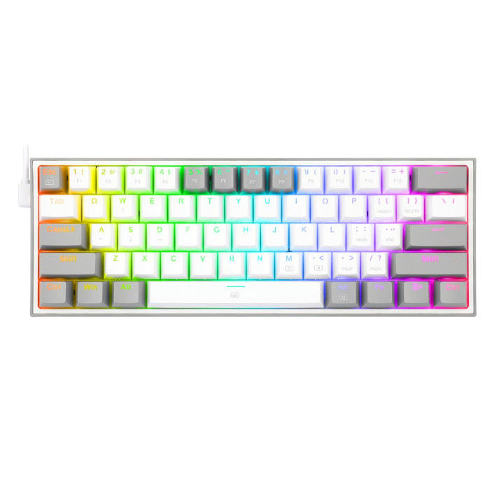 Redragon K617 FIZZ 60% Wired RGB Gaming Keyboard - White/Grey | Randcore