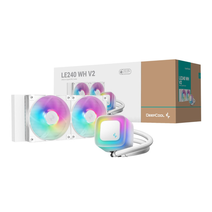 DeepCool LE240 V2 240mm ARGB AIO CPU Liquid Cooler - White | Randcore