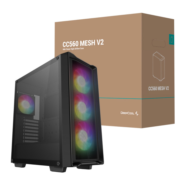 DeepCool CC560 MESH V2 ATX Mid Tower Airflow Gaming Chassis – Black | Randcore