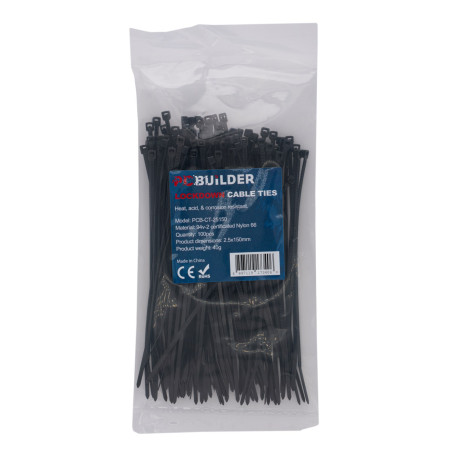 PCBuilder LOCKDOWN 150mm Cable Ties (100 pcs) - Black | Randcore