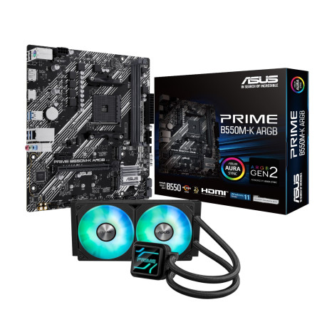 Asus PRIME B550M-K ARGB AM4 and Asus Prime LC 240 ARGB Liquid CPU Cooler Bundle | Randcore