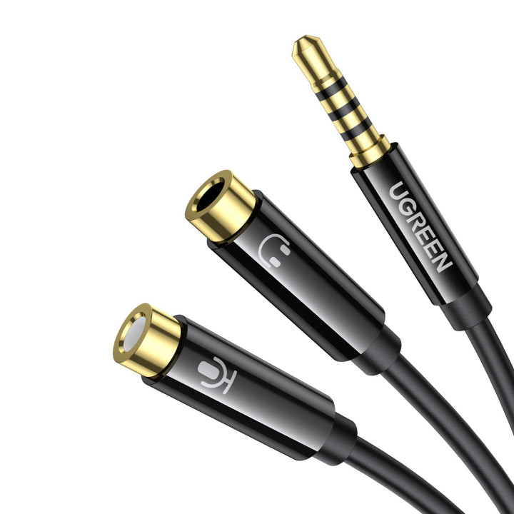 UGREEN AV141 3.5mm Headset Splitter Cable (1x Male to 2x Female) 20cm - Black | Randcore