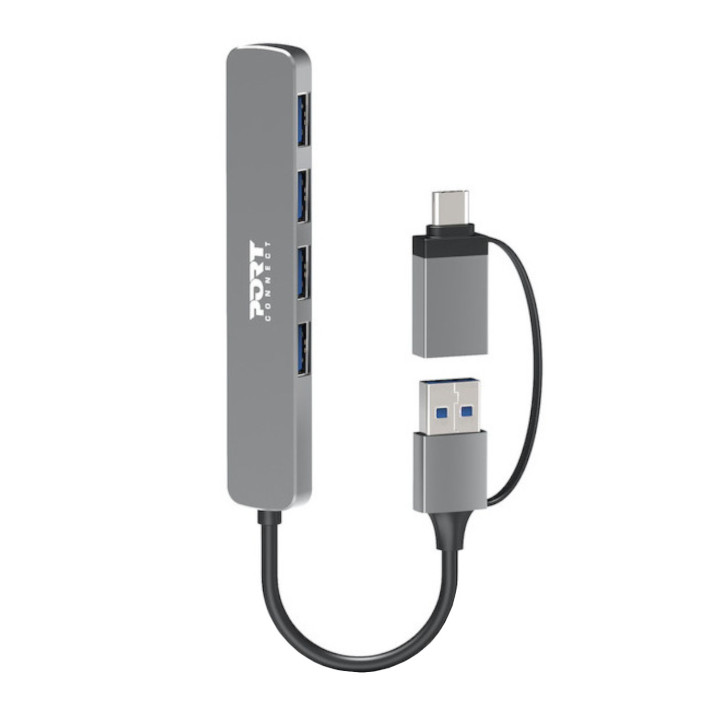 Port Connect USB Type-C to 4-port USB-A 3.0 Hub | Randcore