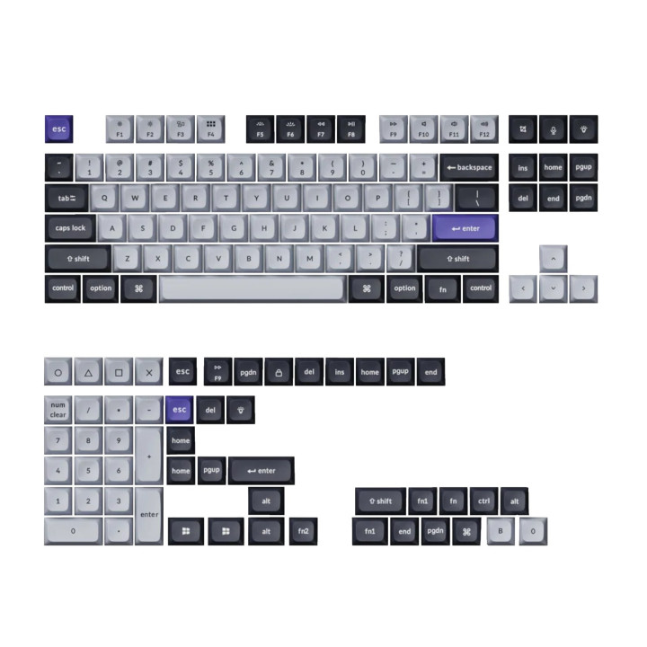 Keychron Double Shot KSA PBT Keycap Set - Dark Grey/White Smoke | Randcore