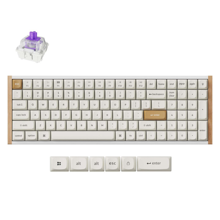 Keychron K4 HE 96% Magnetic Switch Hot-Swap RGB Wireless Keyboard – White (Wood + Aluminium) | Randcore