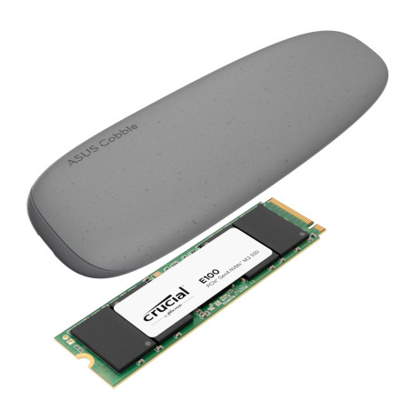 Asus Cobble M.2 SSD Type-C Enclosure and Crucial E100 480GB NVMe Bundle - Grey | Randcore
