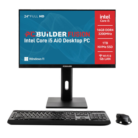 PCBuilder FUSION 24″ Intel Core i5-14400 Windows 11 Pro AiO Desktop PC | Randcore