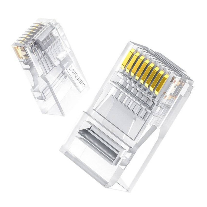 UGREEN Cat6 RJ45 Modular Plugs - Transparent with Gold Contacts (10 Pieces) | Randcore