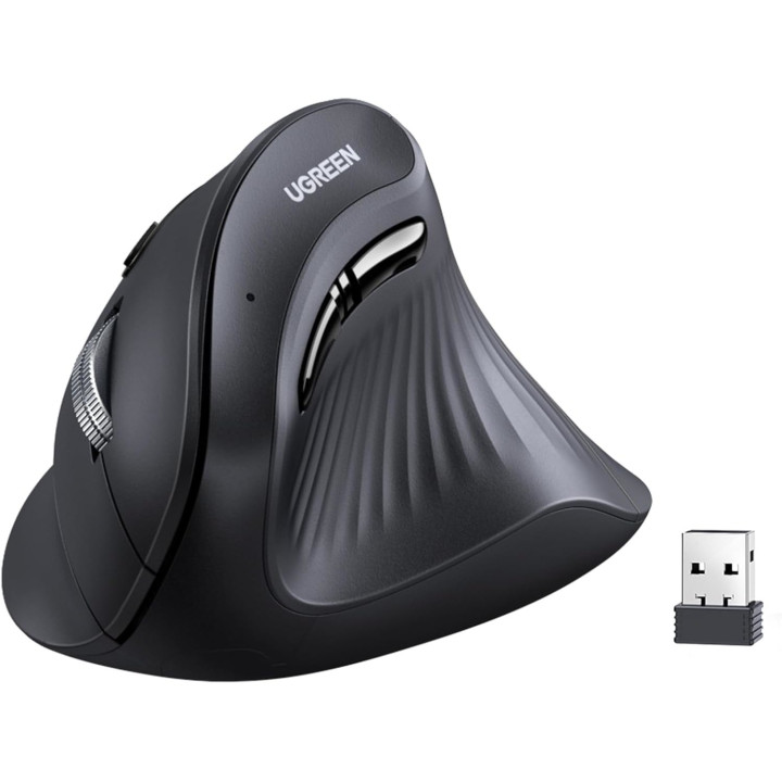 UGREEN Multi-Mode Vertical Mouse Bluetooth and 2.4G Wireless–Black | Randcore
